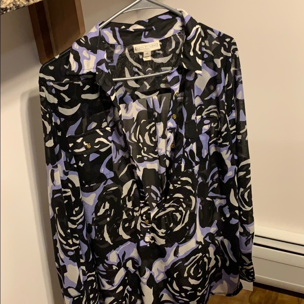 Blue,white, and black blouse